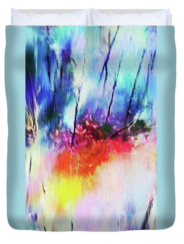 Kilauea Duvet Cover featuring the mixed media Volcanic Fissures by Karen Nicholson