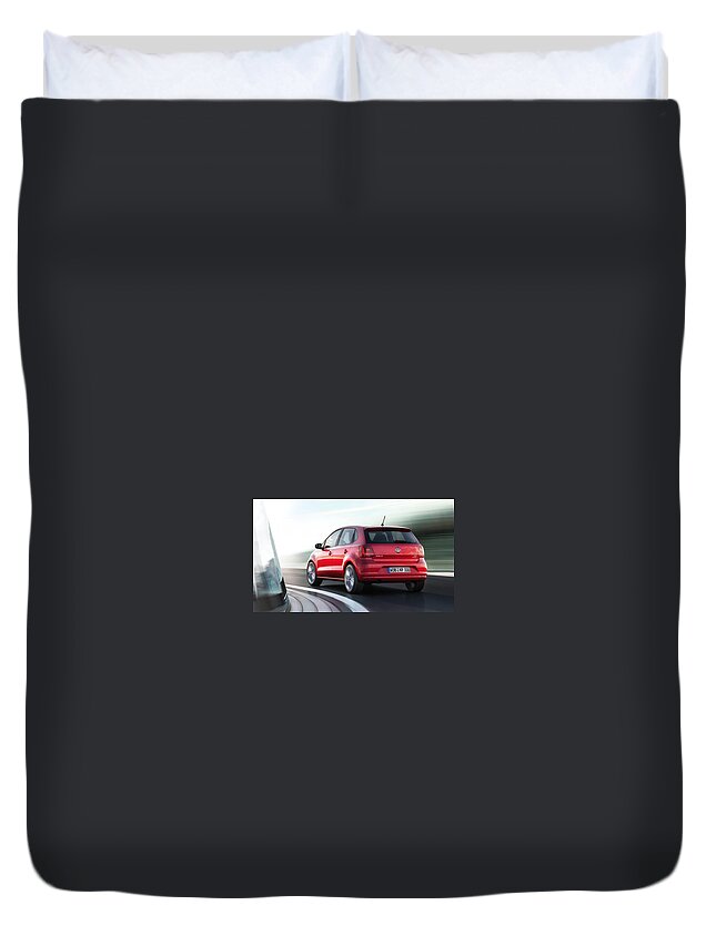Volkswagen Polo Duvet Cover featuring the digital art Volkswagen Polo by Super Lovely