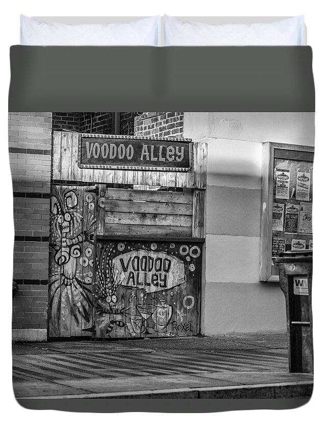 Www.cjschmit.com Duvet Cover featuring the photograph VooDoo Alley by CJ Schmit