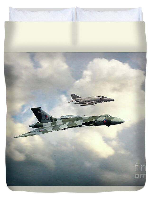 F4 Phantom Duvet Cover featuring the digital art Vulcan and Phantom by Airpower Art