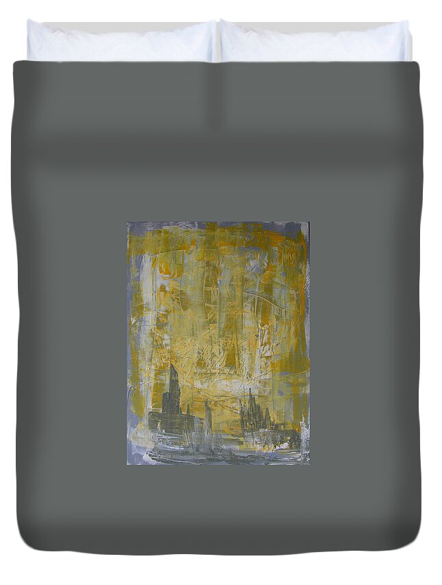 Abstract Painting Duvet Cover featuring the painting W27 - christine II by KUNST MIT HERZ Art with heart