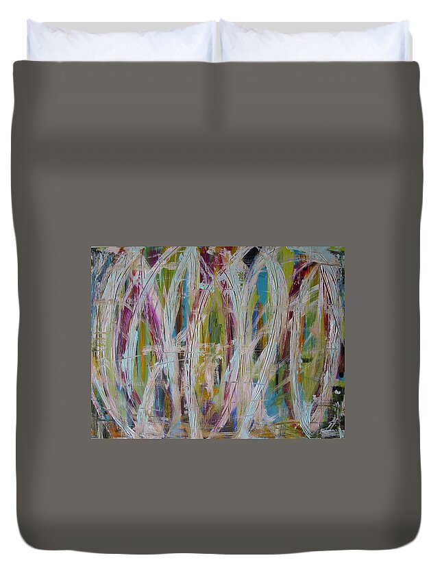 Abstract Painting Duvet Cover featuring the painting W39 - hey day II by KUNST MIT HERZ Art with heart