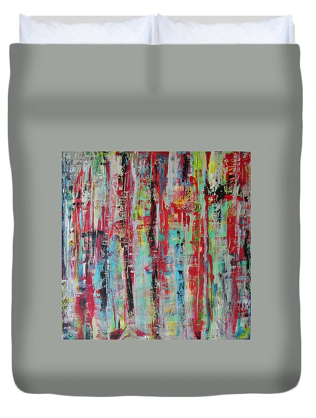 Abstract Painting Duvet Cover featuring the painting W41 - missu IV by KUNST MIT HERZ Art with heart