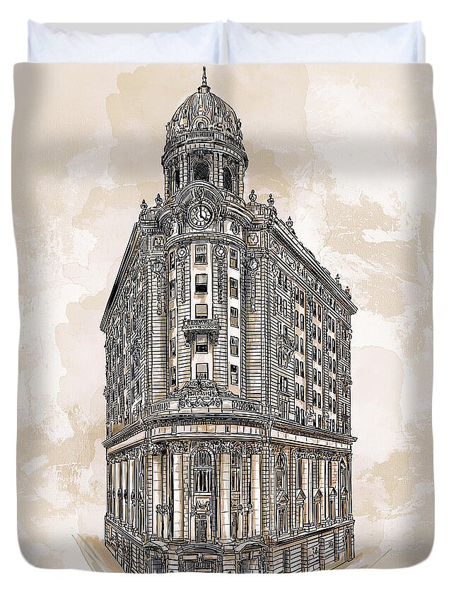 Station Duvet Cover featuring the painting Wabash Station Pittsburgh, Pennsylvania, circa 1905 by Andrzej Szczerski