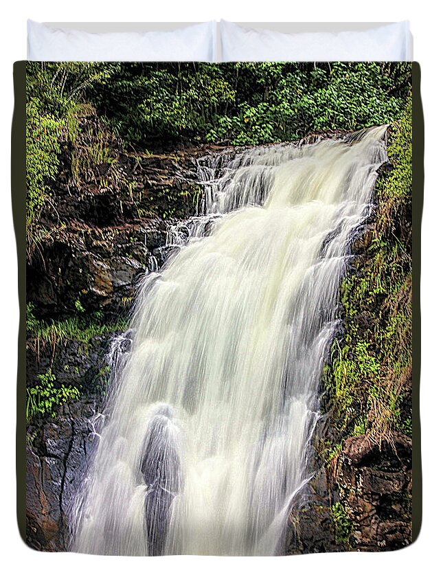 Water Duvet Cover featuring the photograph Waimea Falls by Mark Jackson