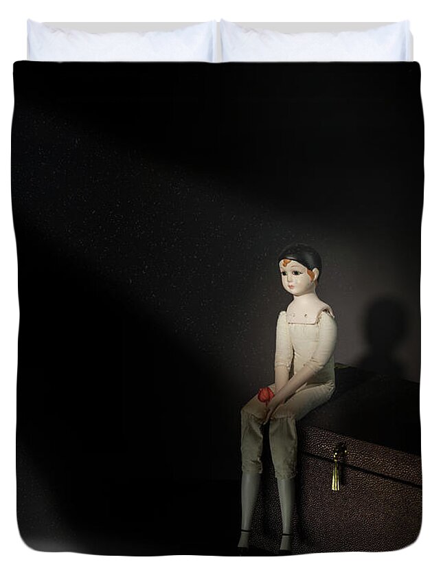 Dark Duvet Cover featuring the photograph Waiting for love by Alexander Fedin