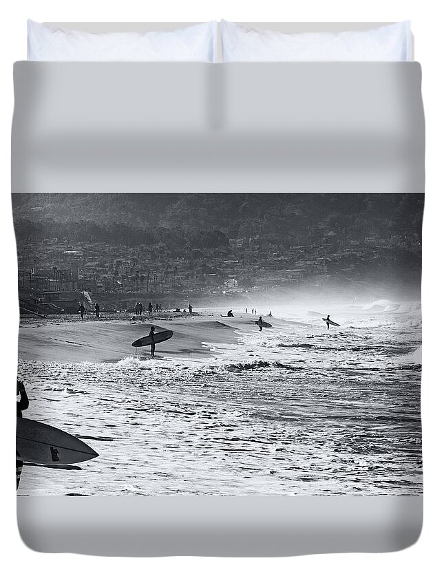 Surf Duvet Cover featuring the photograph Waiting for the Surf by Mike-Hope by Michael Hope