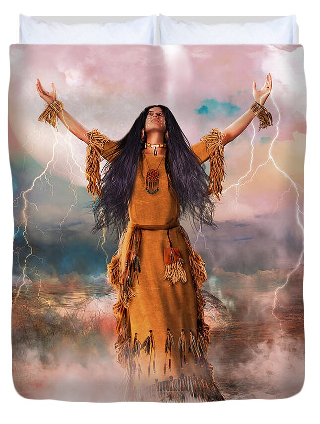 Great Spirit Duvet Cover featuring the digital art Wakan Tanka The Great Spirit by Shanina Conway