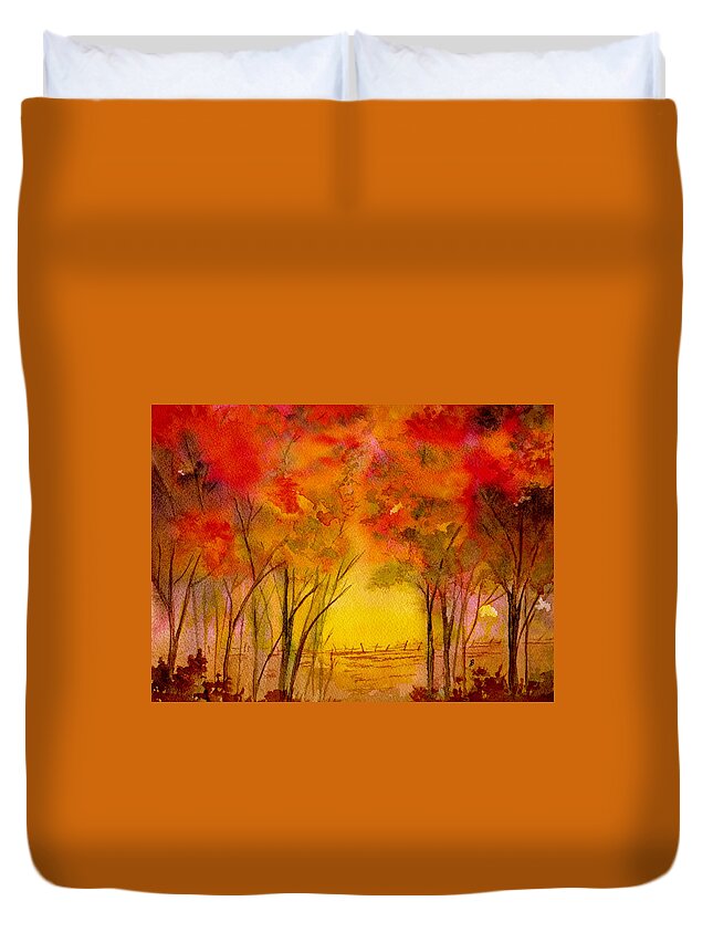 Watercolor Duvet Cover featuring the painting Walk With Me by Brenda Owen