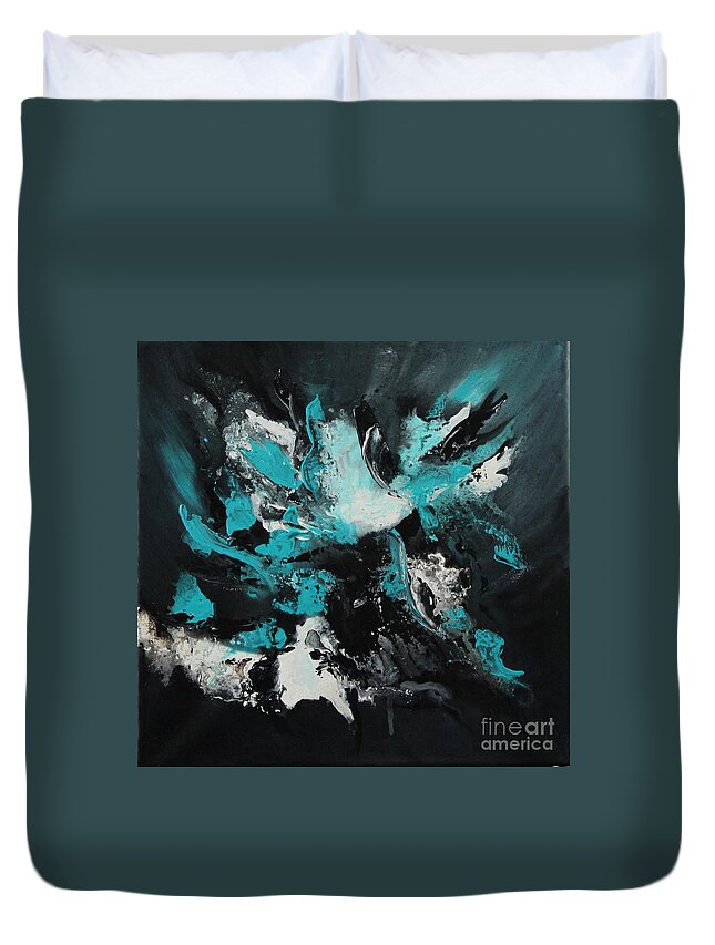 Feather Painting Duvet Cover featuring the painting Walking wave-4 by Preethi Mathialagan