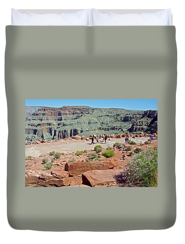 Walkway Along Canyon At Guano Point In Grand Canyon West Duvet Cover featuring the photograph Walkway along Canyon at Guano Point in Grand Canyon West, Arizona by Ruth Hager