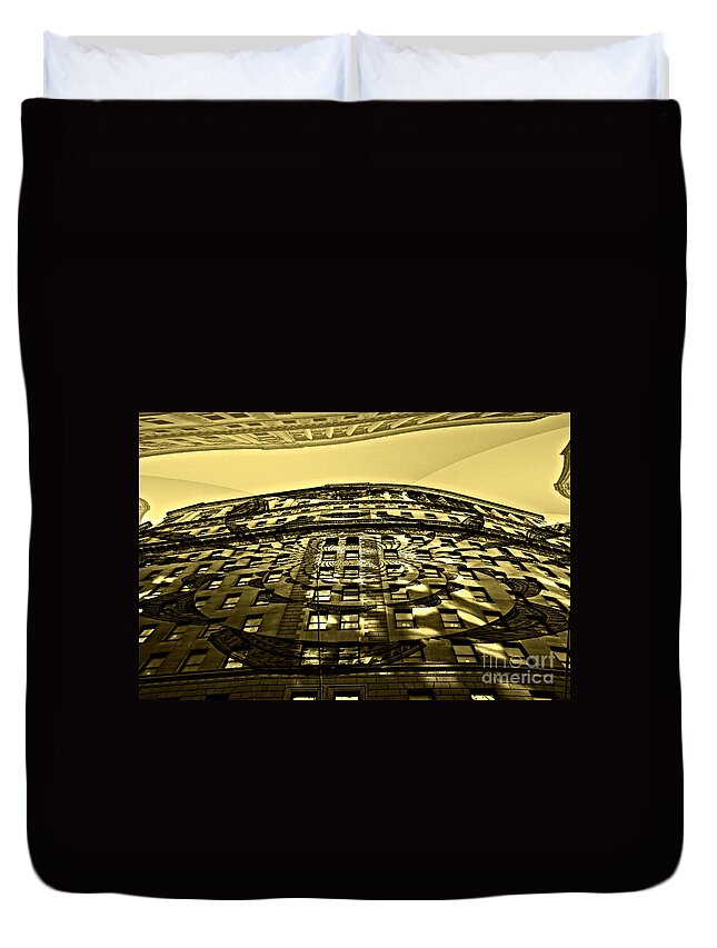 Wall St. Building Duvet Cover featuring the photograph Wall Street Looking Up by Julie Lueders 