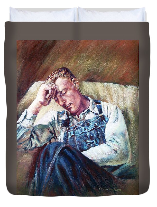Portrait Duvet Cover featuring the pastel Wallace Copley by Diana Colgate