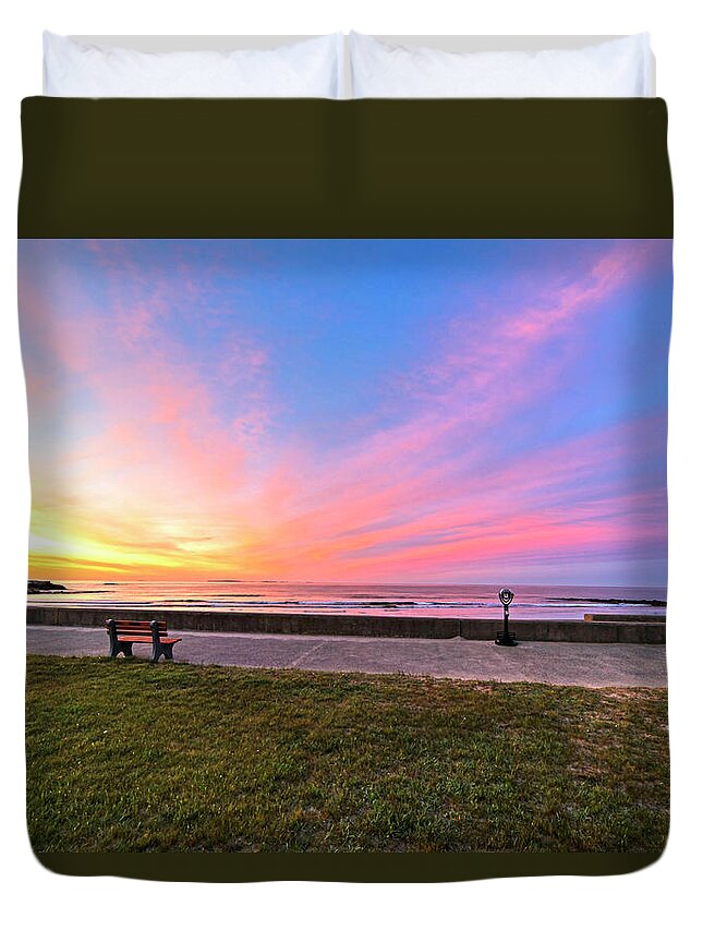 Wallis Duvet Cover featuring the photograph Wallis Sands Beach Sunrise Rye NH New Hampshire by Toby McGuire