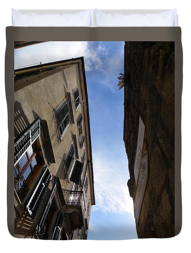 Old City Walls Duvet Cover featuring the photograph Walls and windows by Vineta Marinovic