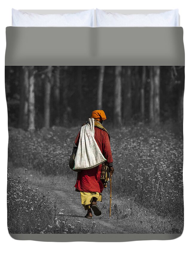 Sadhu Duvet Cover featuring the photograph Wandering Holy Man by Ramabhadran Thirupattur