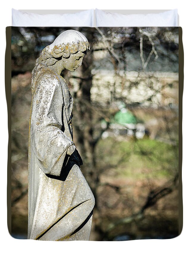 Cemetery Duvet Cover featuring the photograph Wandering Lady of Myrtle Hill by James L Bartlett