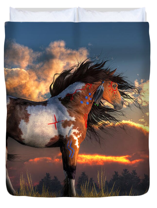 Warhorse Duvet Cover featuring the digital art Warhorse by Daniel Eskridge