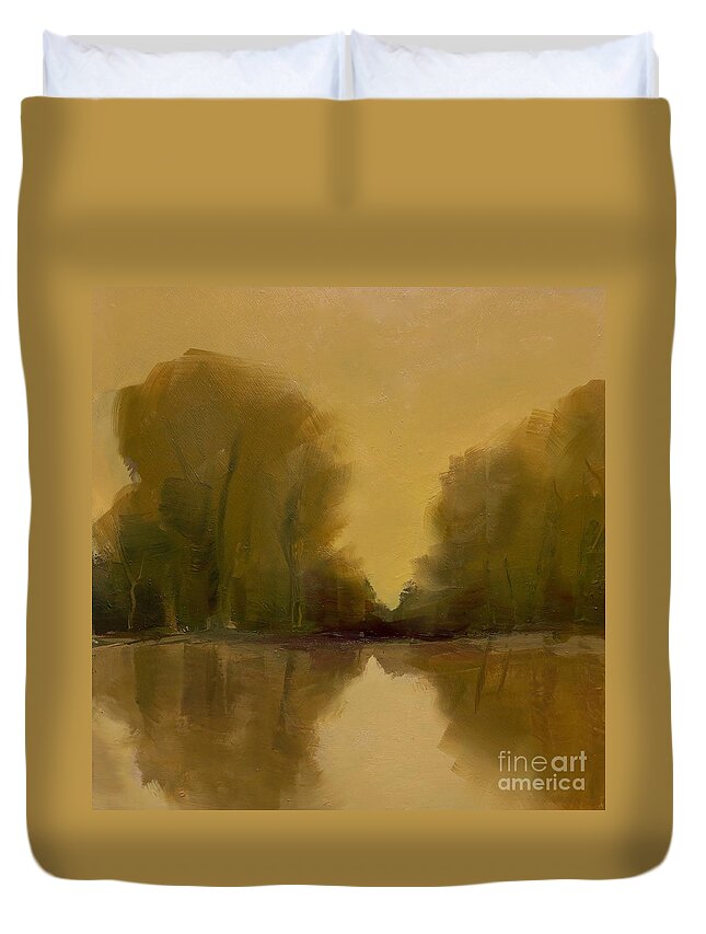 Landscape Duvet Cover featuring the painting Warm Morning by Michelle Abrams
