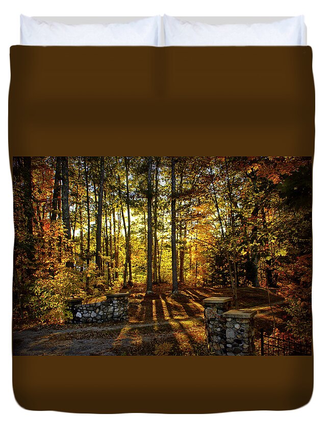 Autumn Sunset Duvet Cover featuring the photograph Warm Welcome by Catherine Melvin