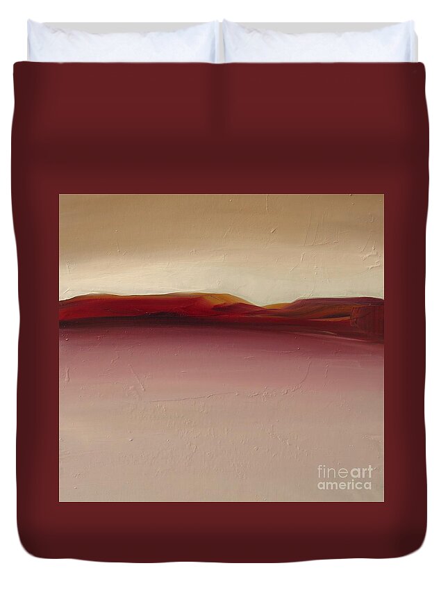Landscape Duvet Cover featuring the painting Warm Mountains by Michelle Abrams