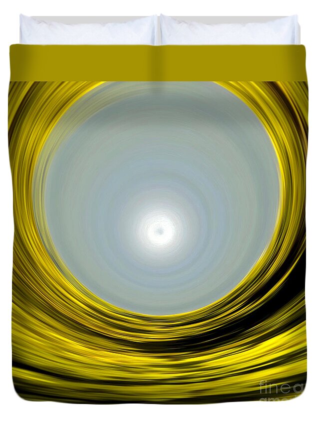 Digital Art Work Duvet Cover featuring the digital art Warped Worlds - Golden Currents No. 2 by Jason Freedman