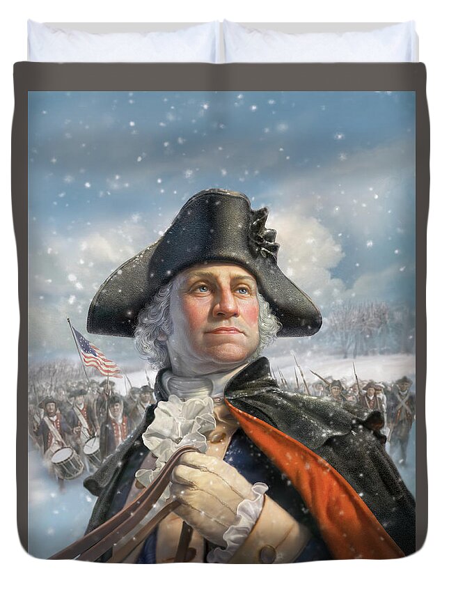 George Washington Duvet Cover featuring the digital art Washington At Valley Forge by Mark Fredrickson
