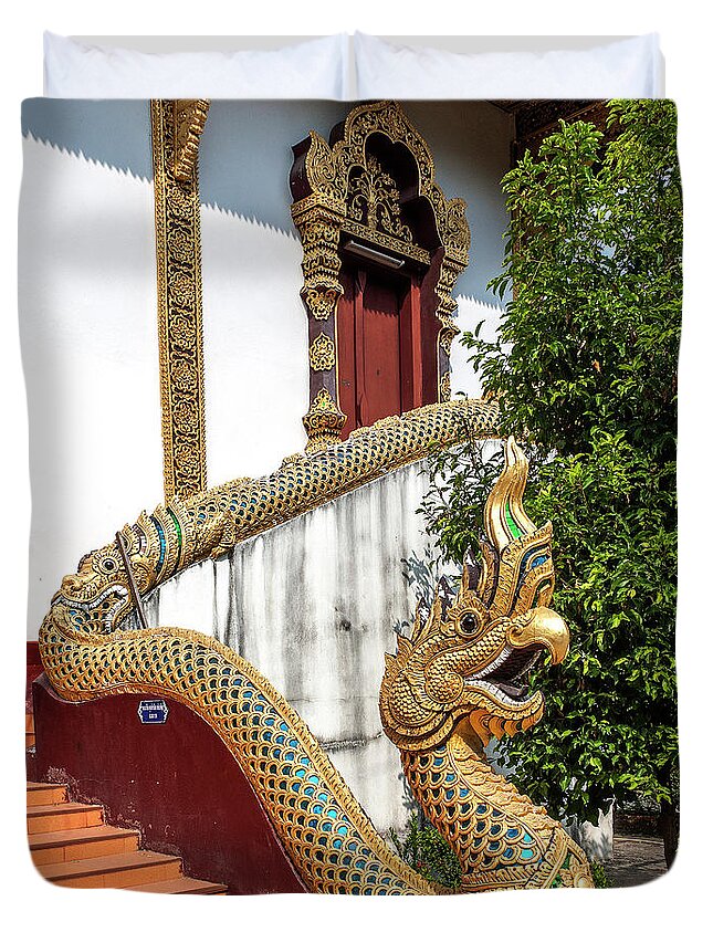 Scenic Duvet Cover featuring the photograph Wat Chiang Chom Phra Wihan Naga DTHCM0892 by Gerry Gantt
