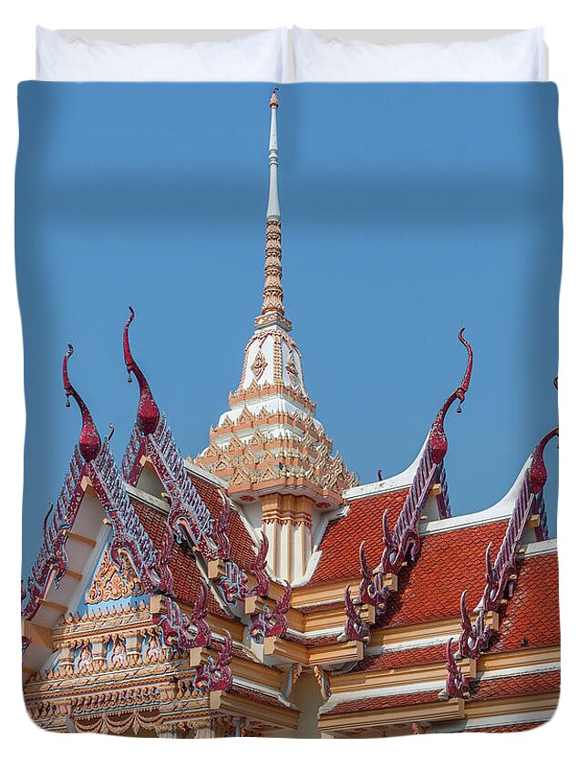 Temple Duvet Cover featuring the photograph Wat Khiriwong Wihan Roof DTHNS0067 by Gerry Gantt
