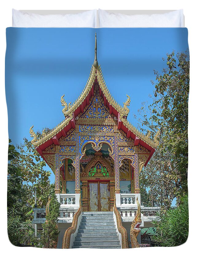 Scenic Duvet Cover featuring the photograph Wat Rong Sao Phra Ubosot DTHLU0164 by Gerry Gantt