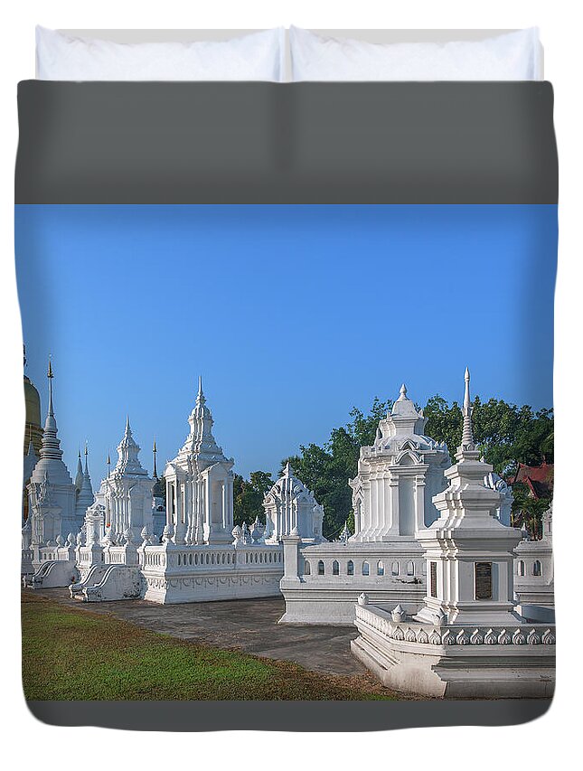 Scenic Duvet Cover featuring the photograph Wat Suan Dok Reliquaries of Northern Thai Royalty DTHCM0945 by Gerry Gantt