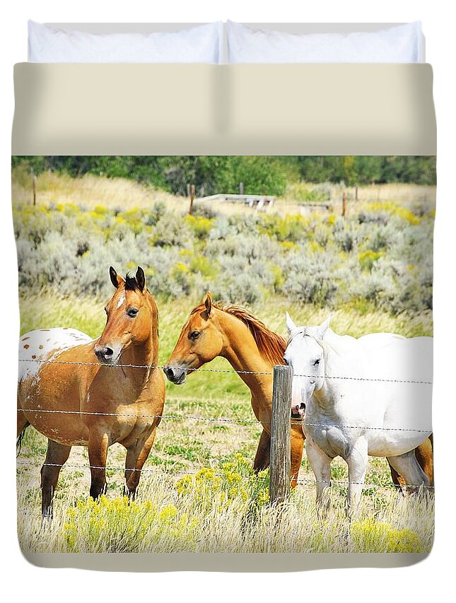 Horses Duvet Cover featuring the photograph Watchful by Merle Grenz