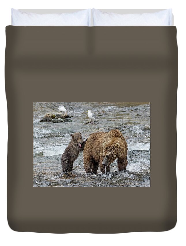 Alaska Duvet Cover featuring the photograph Watching for the Sockeye Salmon by Cheryl Strahl
