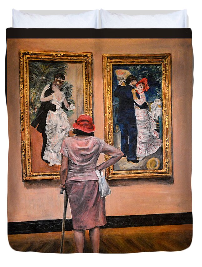 Famous Paintings Duvet Cover featuring the painting Watching renoir dancers by Escha Van den bogerd
