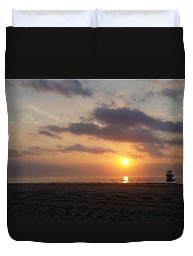 Water Duvet Cover featuring the photograph Watching Sunrise by Robert Banach
