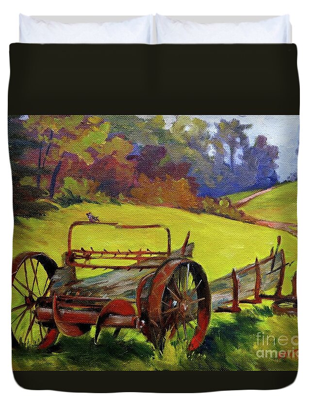 Trees Duvet Cover featuring the painting Watching the World Go By by K M Pawelec