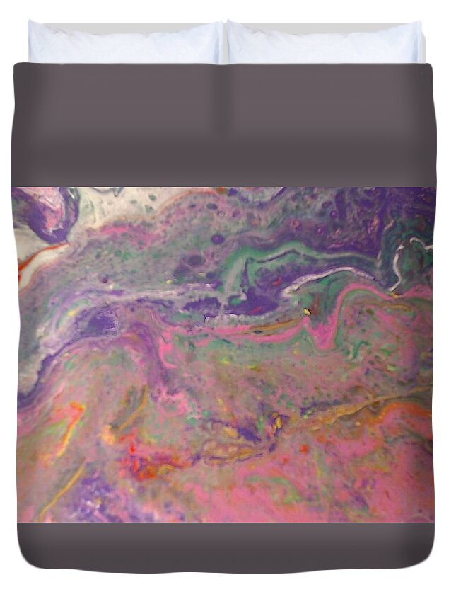 Abstract Duvet Cover featuring the painting Watching you I by C Maria Wall