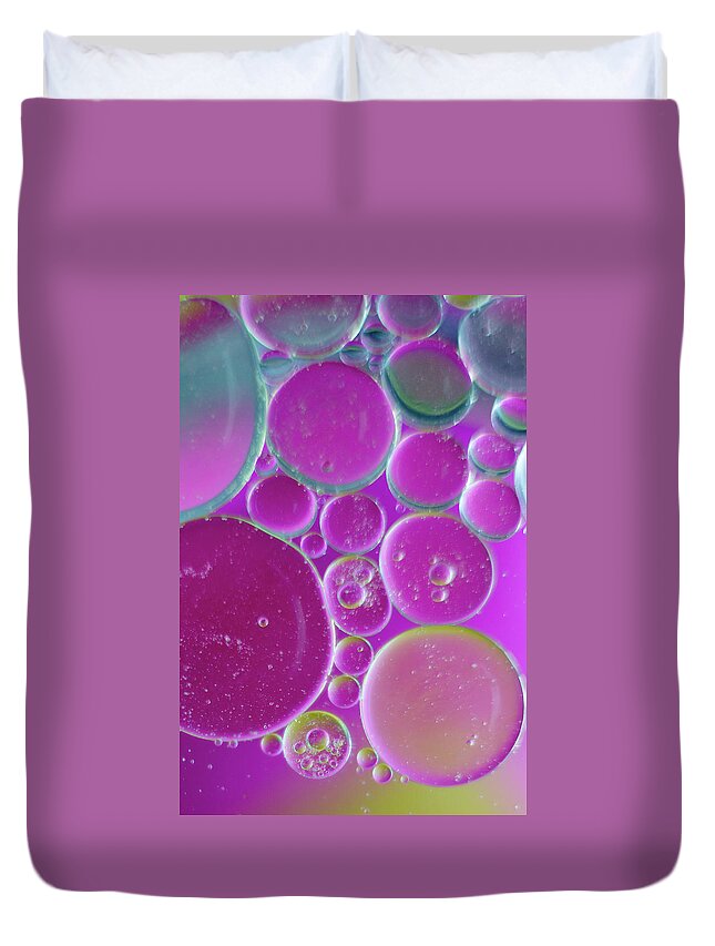 Water Duvet Cover featuring the photograph Water and oil bubbles by Andy Myatt