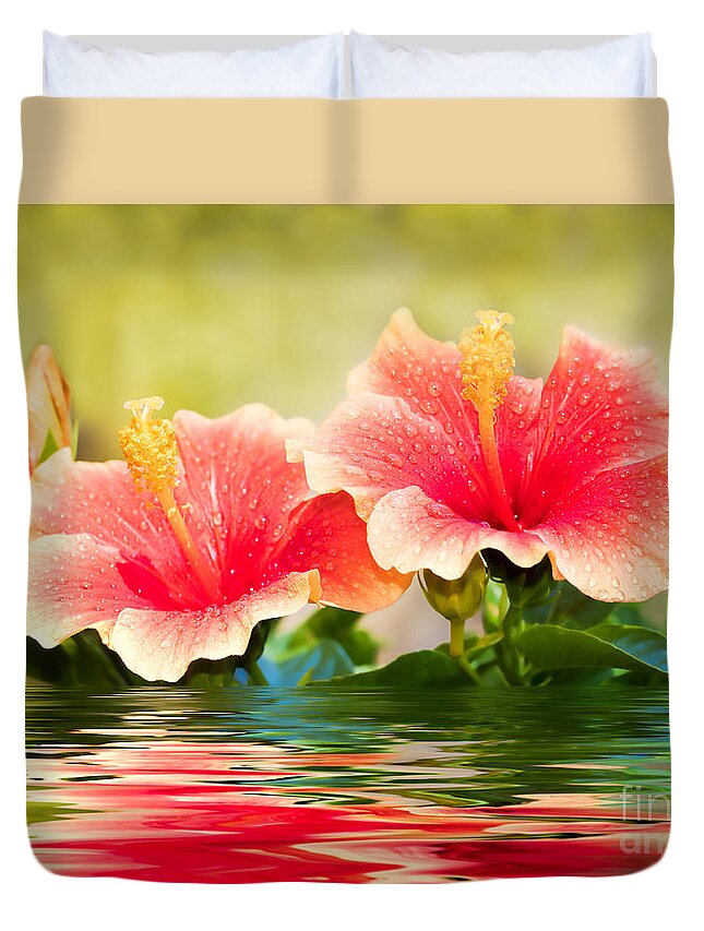 Hibiscus Flower Duvet Cover featuring the photograph Water Hibiscus by Mimi Ditchie