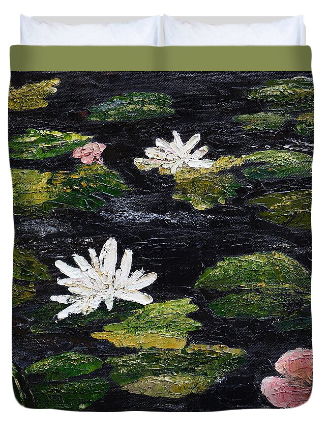 Water Lily Duvet Cover featuring the painting Water Lilies III by Marilyn Zalatan
