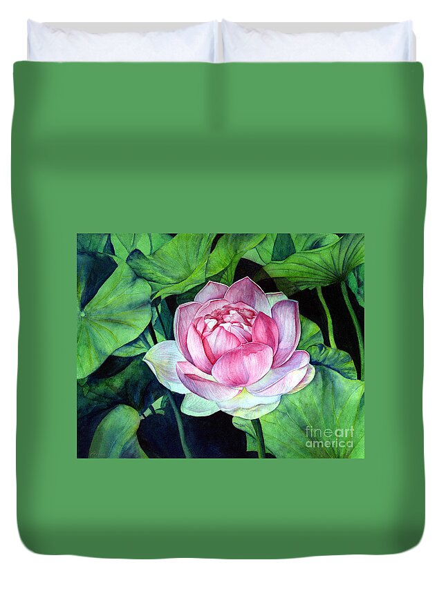 Watercolor Duvet Cover featuring the painting Water Lily by Hailey E Herrera