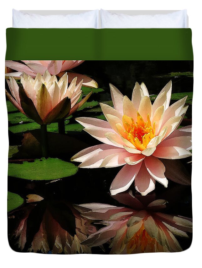 Photo Duvet Cover featuring the photograph Water Lily in Sunshine by Deborah Smith
