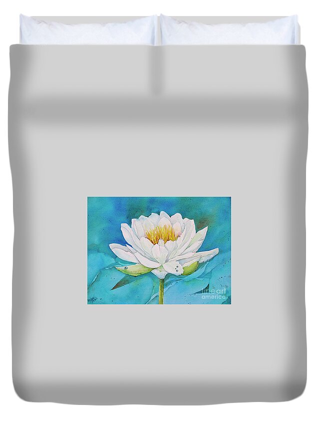 Water Lily Duvet Cover featuring the painting Water Lily by Midge Pippel