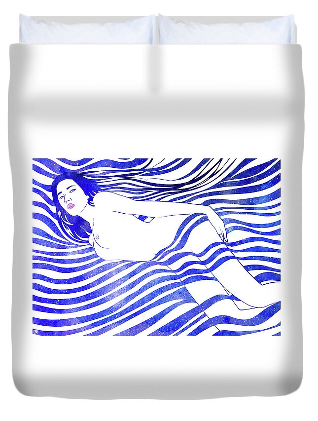 Beauty Duvet Cover featuring the mixed media Water Nymph XIV by Stevyn Llewellyn
