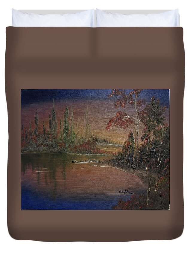 Water Duvet Cover featuring the painting Water Scene 1 by David Bartsch
