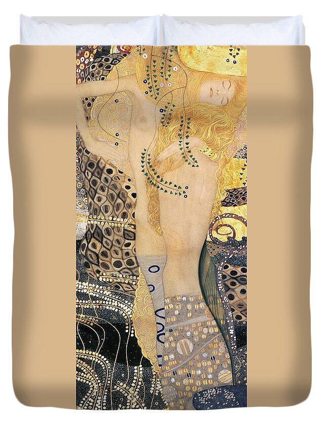 Gustav Klimt Duvet Cover featuring the painting Water Serpents I by Gustav klimt