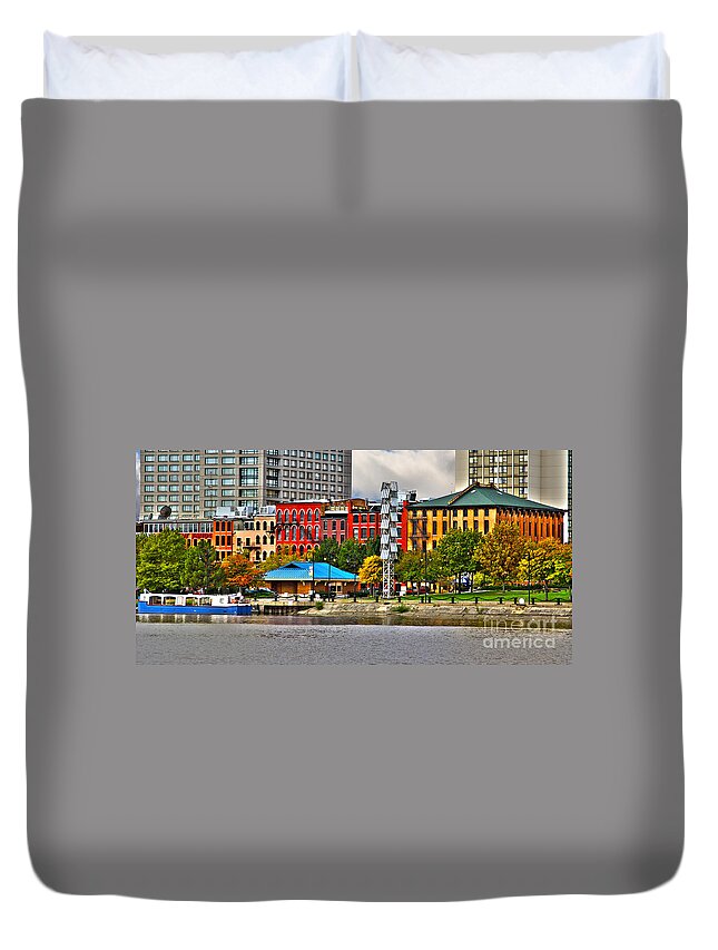 Water Street Duvet Cover featuring the photograph Water Street-Toledo Ohio by Jack Schultz