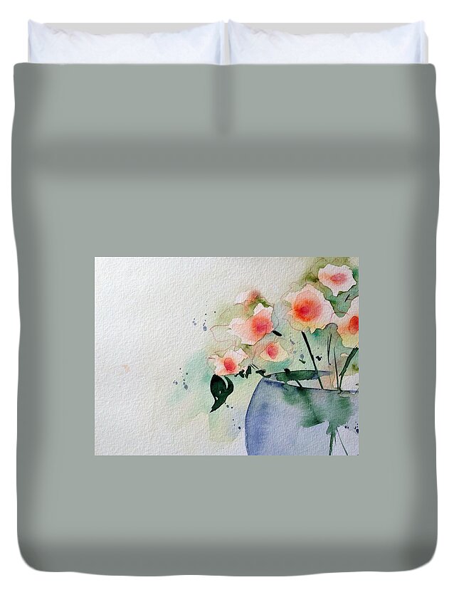 Floral Duvet Cover featuring the painting Watercolor Bouquet by Britta Zehm