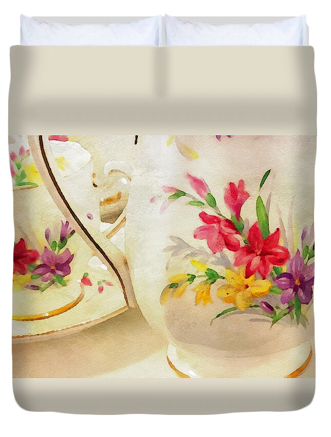 Watercolor Duvet Cover featuring the painting Watercolor China by Bonnie Bruno