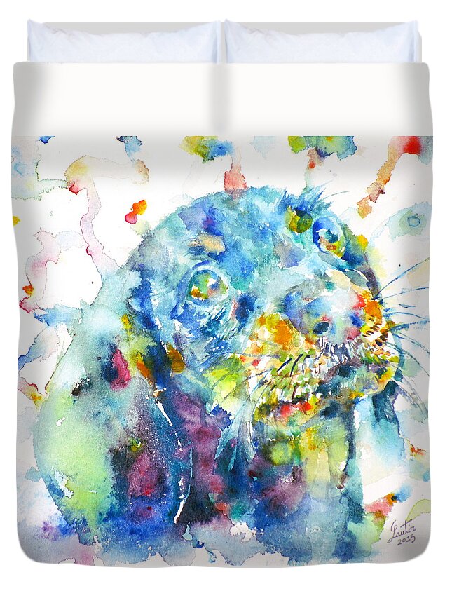 Dachshund Duvet Cover featuring the painting Watercolor Dachshund by Fabrizio Cassetta